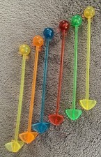 6x Partystäbchen 14cm Cocktailrührer Rührstab Cocktail Glasmarkierer bunt