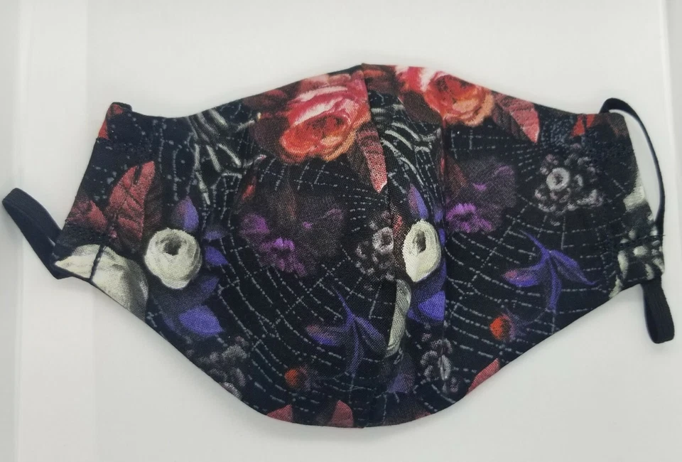 Floral Web skeletal print handmade facemask - Image 3 of 3