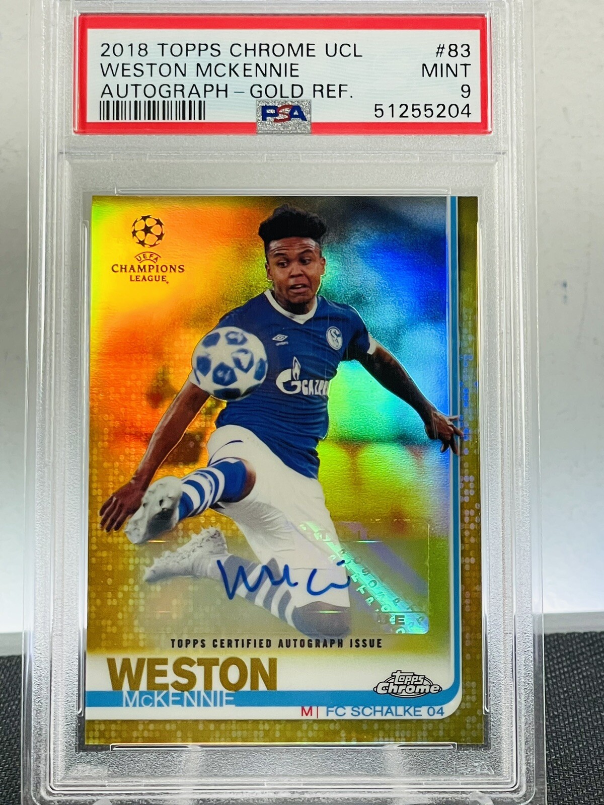 2018 Topps Chrome UCL WESTON McKENNIE Gold Refractor Auto #/50 PSA 9 USMNT RC