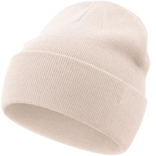 Cotton Beanie Hat for Women Men, Double Warm Knit Winter Hats, Fisherman Slouchy