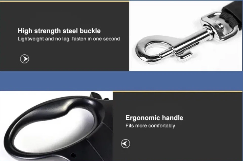 Correa retráctil para perro mascota 16 pies resistente con luz LED y antideslizante automática. Foto 4 de 4