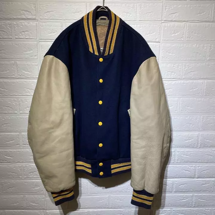 GOLDEN BEAR Stadium Varsity Jacket Coat Navy Vintage Size-M Used