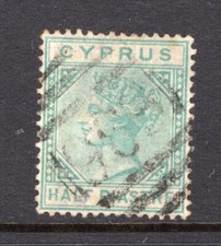 CYPRUS 1881 QUEEN VICTORIA W/MARK CROWN CC CANCELLED 969 NICOSIA VERY FINE USED