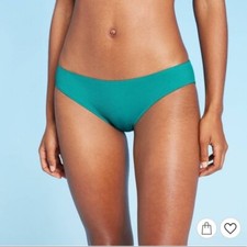 Women's Ribbed Hipster Bikini Bottom Shade  Shore Green Size XL