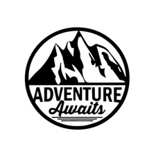 Vinyl Decal for Window - Adventure Awaits (Mountains)