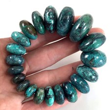 Blue Turquoise Bracelet Rondelle Gemstone Beads Stretch XL Kingman 6.5''