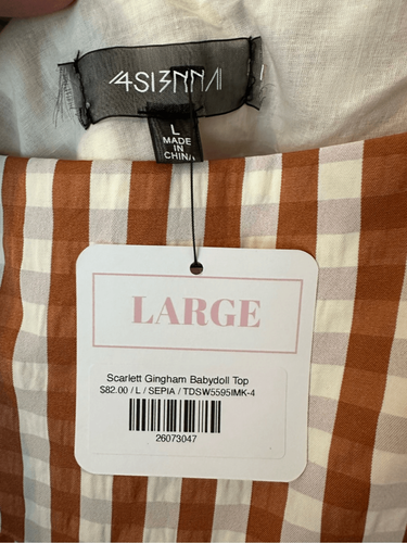 NWT 4SI3NNA Scarlett Gingham Babydoll Bow Tank Top Size Large - Picture 4 of 8