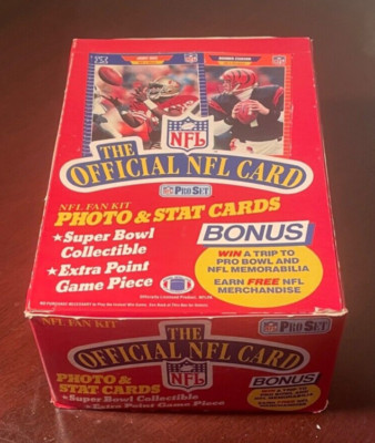PRO SET  NFL FAN KIT BOX, OFFICIAL NFL CARDS, SUPER BOWL TRADING CARD BOX 1990