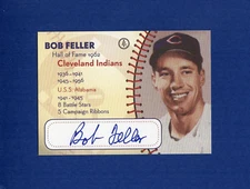 Autograph BOB FELLER, Cleveland Indians HOF 1962 & 8 USN battle stars L&LC card