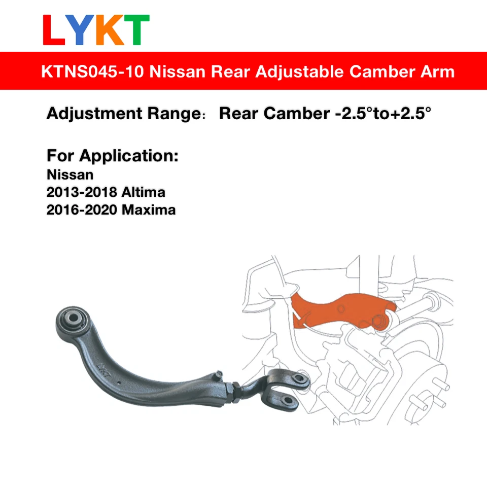 LYKT 2pcs Arms Alignment Rear Camber Kit for Nissan 13-18 Altima、16-23 Maxima Foto 2 de 4
