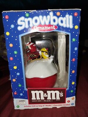 M&M s Snowball Red Christmas Ornament Open in Box 
