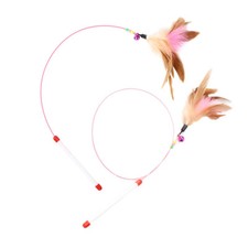 2X Cat Entertainment Toy Steel Wire Feather w/ Bell Funny Stick for Cat Playing
