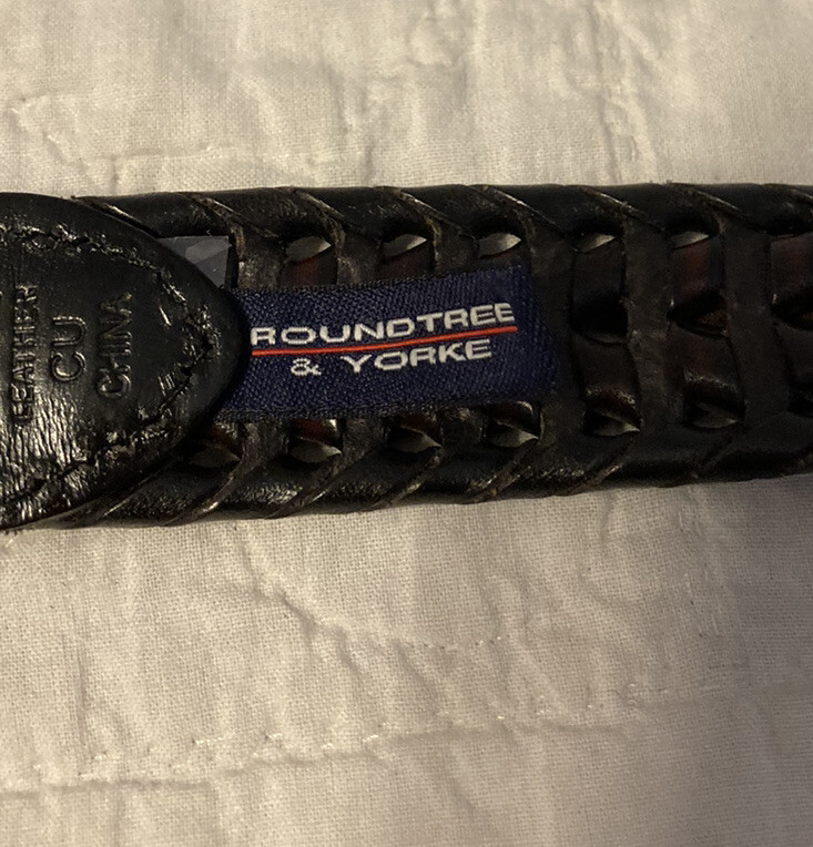 Roundtree & Yorke Brown Genuine Leather Braided Woven Belt Size 32” 80cm Mens eBay