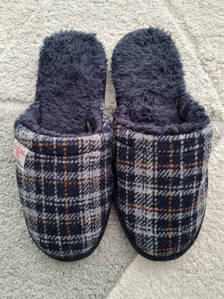 Totes Isotoner Mens Harris Tweed Mule Slippers UK 10 11