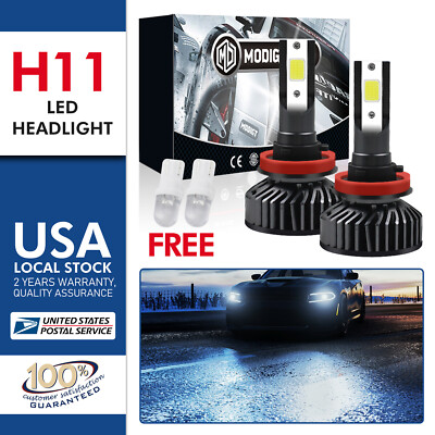 H11 LED Headlight High or Low Beam Bulbs 1800W 216000LM 6000K White 2Pcs