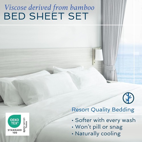 Breathable Luxury Bamboo Bed Sheet Set - California King Size, 1600 Thread Count - Picture 4 of 11