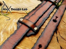 Wide brown burnt Leather Steampunk Guitar Strap Custom Acoustic Electric
