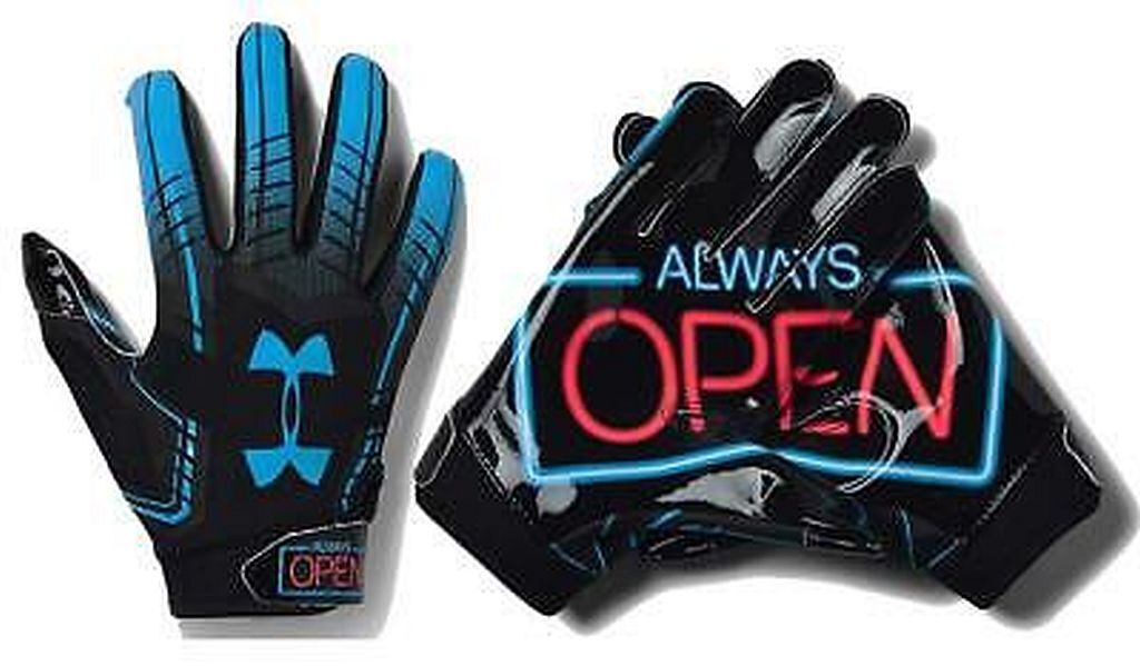 Under Armour Football Gloves Glue Grip Mens Medium Blue Always Open  Receiver NEW