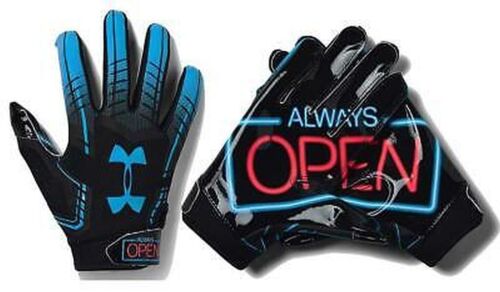 Under Armour Football Gloves Glue Grip Medium Blue Always Open Receiver NEW | eBay