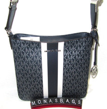 Bolso Bandolera Michael Kors Jet Set Viaje Pequeño Azul Marino Firma Logo Metálico
