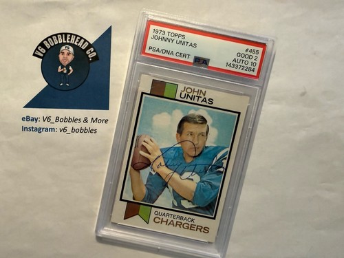 1973 Topps #455 JOHN UNITAS Colts Signed PSA 2/AUTO 10 *RARE