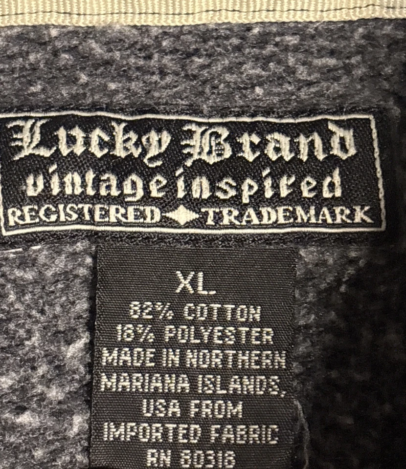 Sudadera azul con cremallera 3/4 vintage inspirada Lucky Brand XLarge Foto 4 de 4