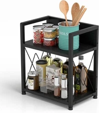 Aduanbang Coffee Bar Accessories Organizer, Seasoning 2 Tier Black 