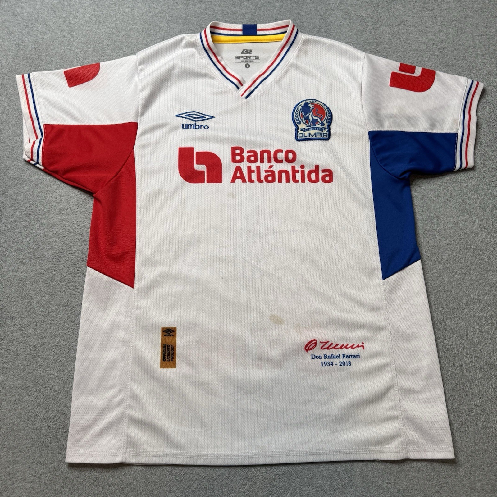 DK Sports Jersey Mens Large Club Deportivo Olimpia Umbro Soccer Futbol Mexico