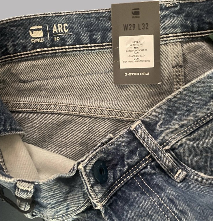 Mens Jeans G-Star Raw Arc 3D Button Fly W29 L32 Slim Blue Logo RRP: £115 Men UK image 5