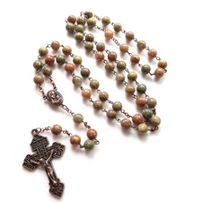 Rosary Prayer Necklace for Men Women Mary Jesus Crucifix Long Chain Gift
