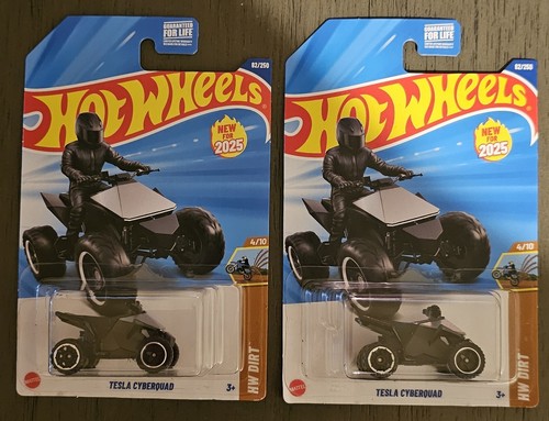 2025 Hot Wheels TESLA CYBERQUAD - Mint cards - Lot of 2 - D Case