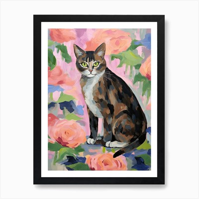 Eine Singapur Katze Gemälde, Impressio gerahmtes Wandbild Poster Leinwanddruck Bild