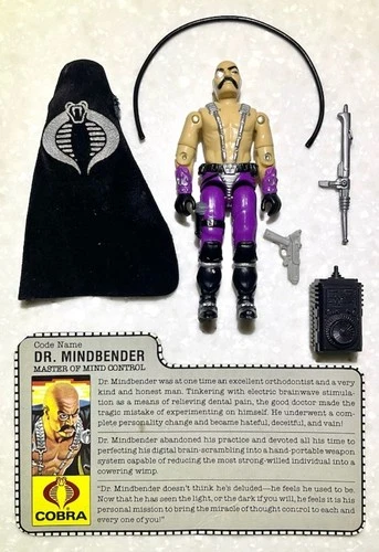 G.I. Joe 1986 Dr. Mindbender, 100% COMPLETE w/Original File Card, EXCELLENT