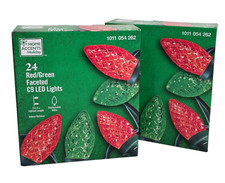 Holiday Accents 24ct Red/Green Faceted C9 LED Christmas Lights Green Wire 2 Box