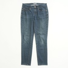 Eileen Fisher Womens Sz 4 Dark Organic Cotton Blend Jeans Mid Rise Slim Straight