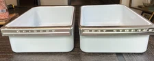 Vtg Refrigerator Veggie CRISPER & MEAT Storage Refrigerator Drawers White Enamel