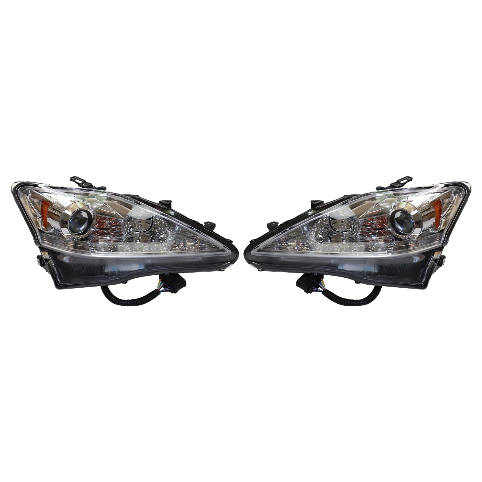 2006-2010 IS250 IS350 LED Headlight Assembly w LED DRL Left Right Chrome Clear