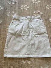 Vintage Bill Blass Beige Denim Mini Skirt Size 8 100 Cotton