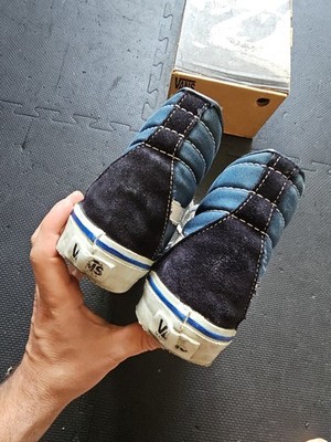 Vintage Made In USA Vans Sk8-Hi Navy Blue Classic Mens Size 8.5