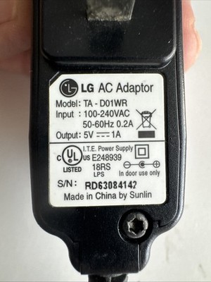 LG TA-D01WR Replacement AC Power Supply Wall Charger Plug-In Adapter in 5V 1A