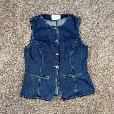 MESHKI Denim Vest Top XXXL Dark Wash Button Front Y2K Indie Sleaze