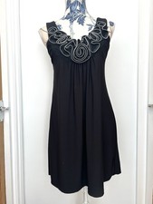 American City Wear Black Sleeveless Dress Statement Zip Detail Size L Classic