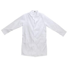 Men Long Sleeve White Scrubs Lab Coat Doctor Nurse Uniform L