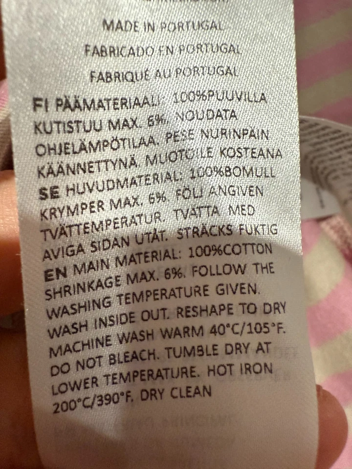 Camiseta Marimekko Tasaraita Mujer Talla L Rosa Beige Rayas Manga Larga Cuello Redondo Foto 4 de 4