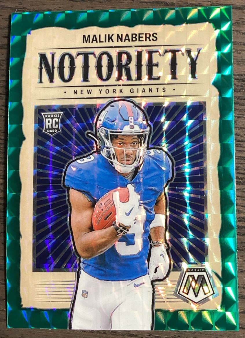 2024 Panini Mosaic - Notoriety Malik Nabers #23 Green Mosaic Prizm (RC)