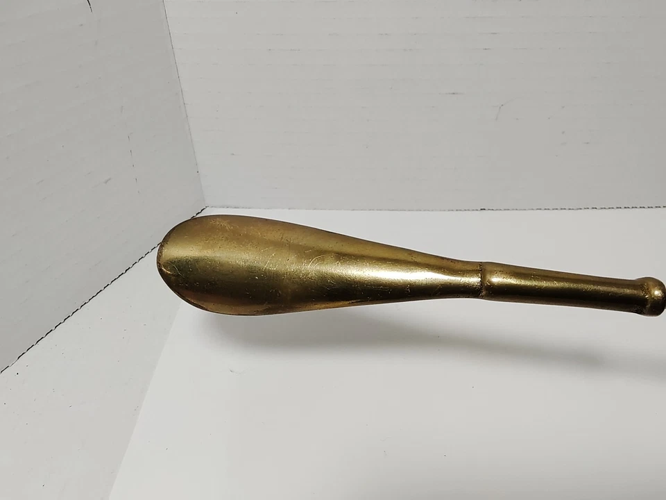 Rascador trasero y cuerno de zapato vintage de latón macizo mango largo 22" de largo x 1,75" Foto 4 de 4