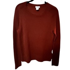J.Crew Cashmere Wool Sweater Crewneck Knit Rust Preppy Academia Quiet Luxury M