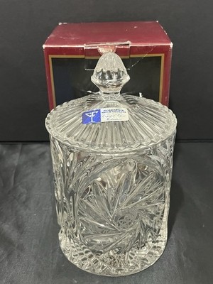 VTG 24% Lead Cut*Crystal Clear Industries*Covered Candy Biscuit Jar Bowl NIB