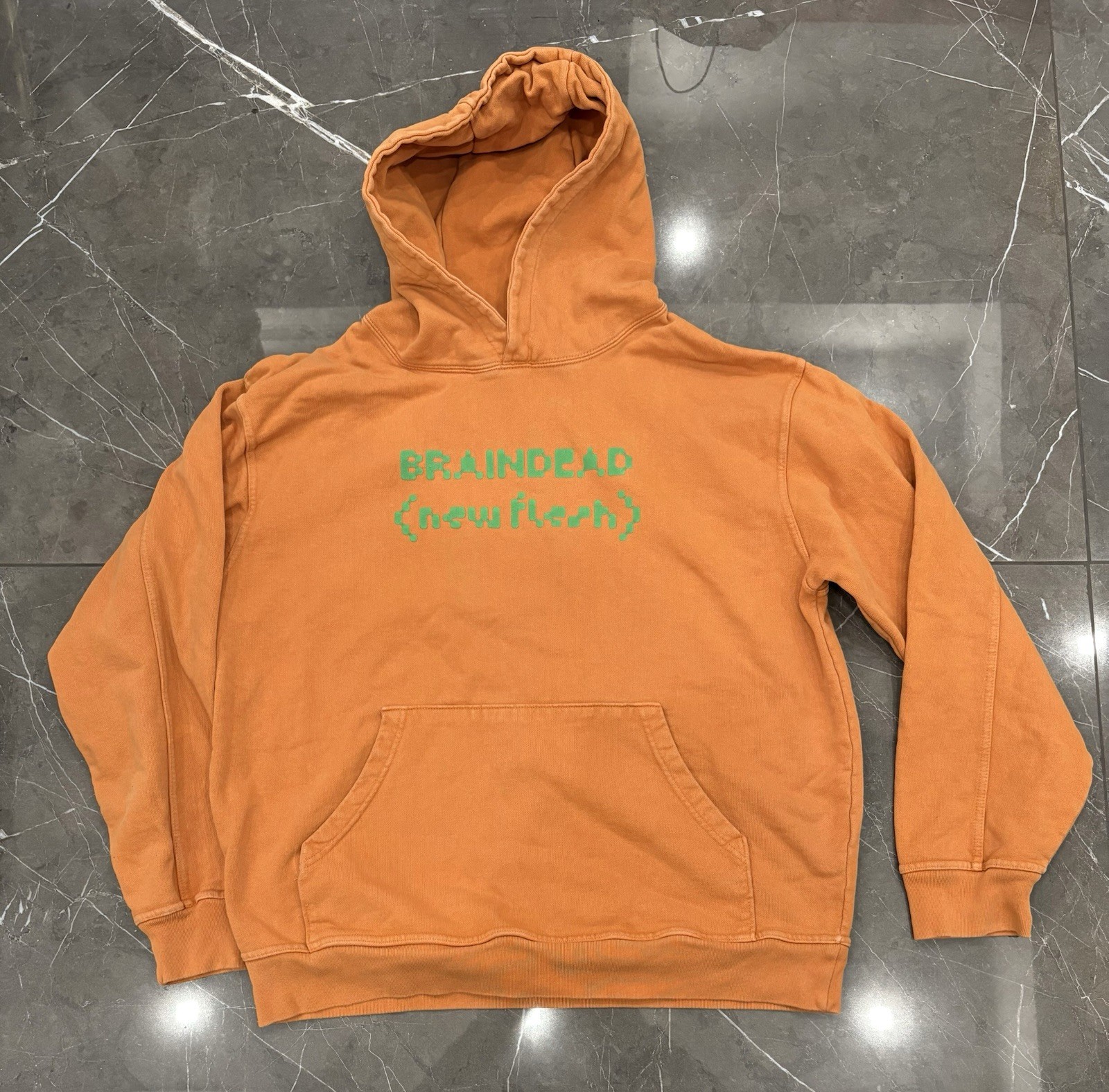 BRAIN DEAD NEW FLESH HOODED SWEATSHIRT - ORANGE Medium Sold Out RARE