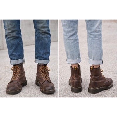Vtg Dr. Martens Made England Brown Leather 8 Eye Combat  display picture 3